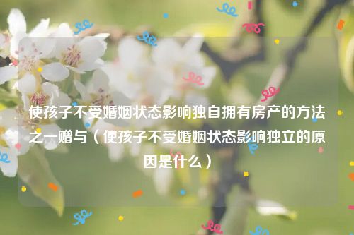 使孩子不受婚姻状态影响独自拥有房产的方法之一赠与（使孩子不受婚姻状态影响独立的原因是什么）