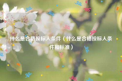 什么是合格投标人条件（什么是合格投标人条件和标准）