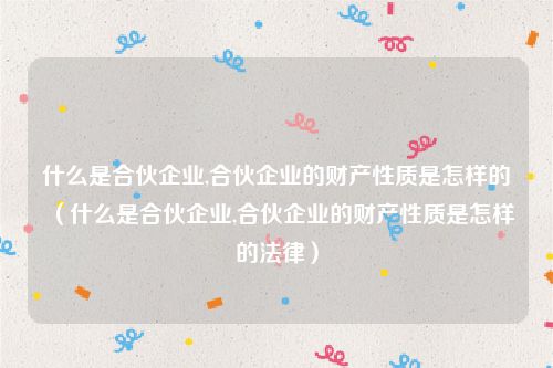 什么是合伙企业,合伙企业的财产性质是怎样的（什么是合伙企业,合伙企业的财产性质是怎样的法律）