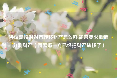 协议离婚时对方转移财产怎么办,能否要求重新分割财产（闹离婚一方已经把财产转移了）