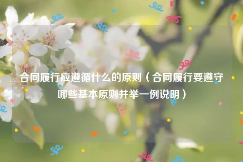 合同履行应遵循什么的原则（合同履行要遵守哪些基本原则并举一例说明）