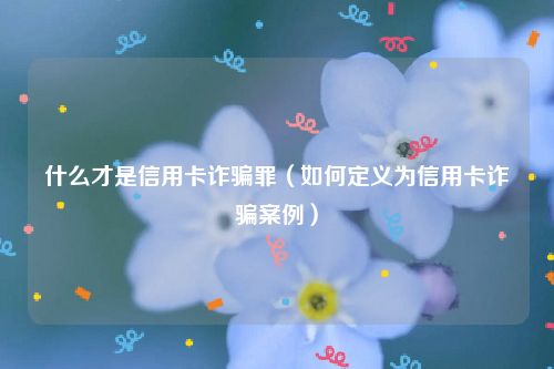 什么才是信用卡诈骗罪（如何定义为信用卡诈骗案例）