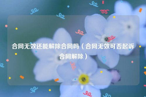 合同无效还能解除合同吗（合同无效可否起诉合同解除）