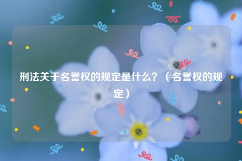 刑法关于名誉权的规定是什么？（名誉权的规定）