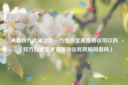 夫妻双方达成之后一方想改变离婚协议可以吗（双方自愿变更离婚协议民政局同意吗）