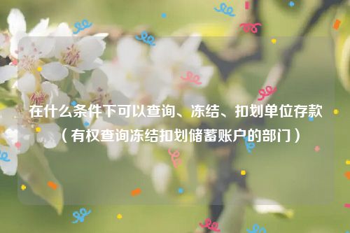 在什么条件下可以查询、冻结、扣划单位存款（有权查询冻结扣划储蓄账户的部门）