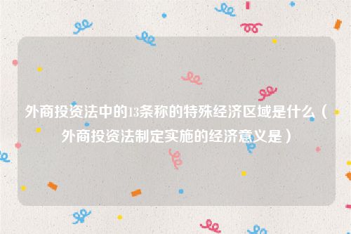 外商投资法中的13条称的特殊经济区域是什么（外商投资法制定实施的经济意义是）